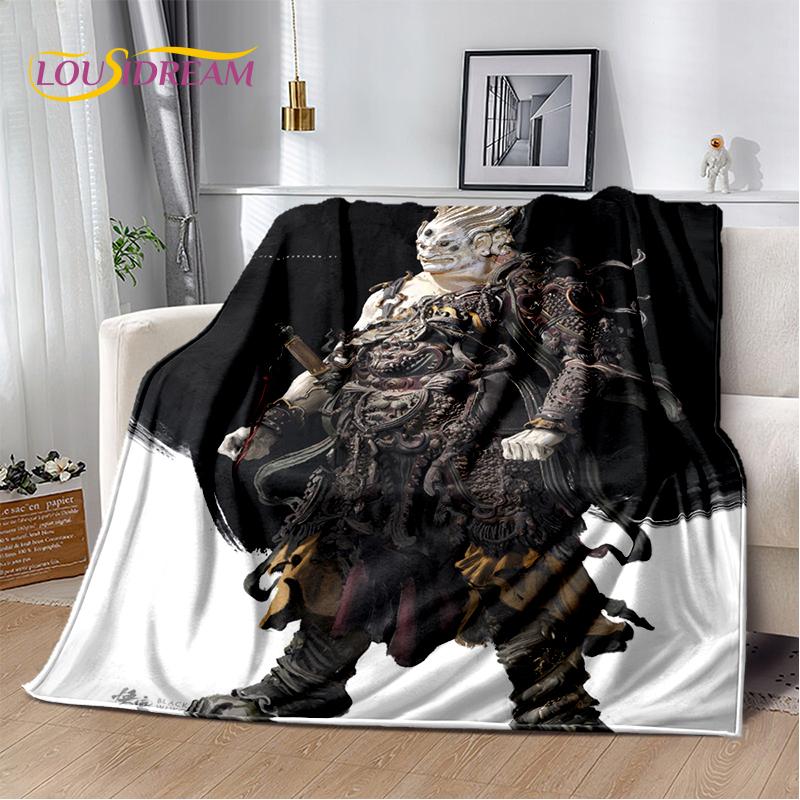 3D Black Myth Wukong Monkey King Cartoon Game Soft Blankets,Throw Blanket Comfortable Blanket for Picnic Beds Sofa Home Bedroom