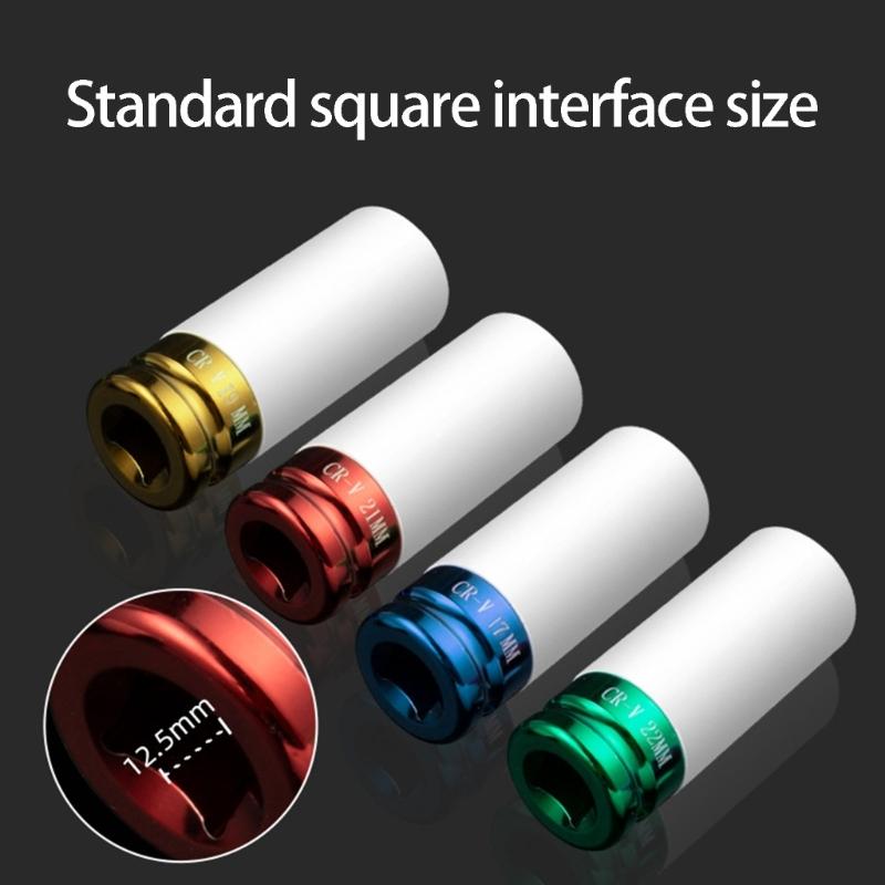 17/19/21/22mm Hex Socket Wheel Deeply Impact Nut Socket 1/2Inch Square Drive Ideal For Truck Bus Tire Service