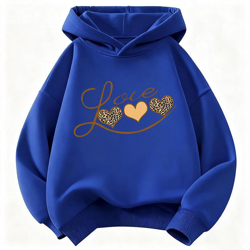 Sweat à capuche imprimé cœur pour filles Sweat-shirt pour enfants Sweat à capuche mignon pour garçons et filles Automne Hiver Sweats à capuche décontractés