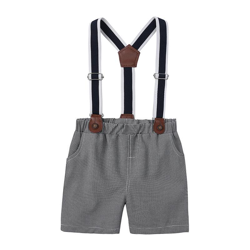 British Gentleman Boys Cotton Summer Short-Sleeve Shirt & Suspender Pants Set