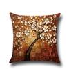 Three-dimensional Oil Painting Trees Flowers Cotton Linen Cushion Pillow Case Car Waist Cushion Cover