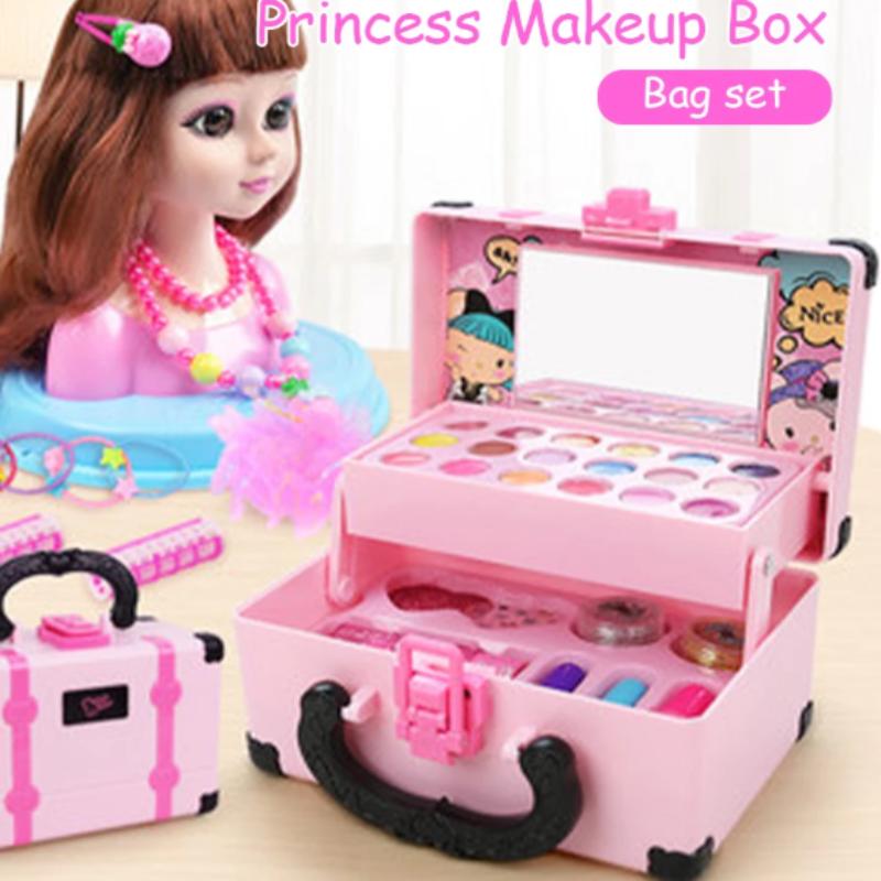 32Pcs Kids Makeup Toys Girls Real Makeup Kit Washable Non-Toxic Makeup Toy Set Retro Beauty Makeup