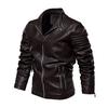 WISH Autumn/Winter Leather Jacket European and American Fashion Leather Jacket for Men, Plus Size PU Washed Leather Jacket