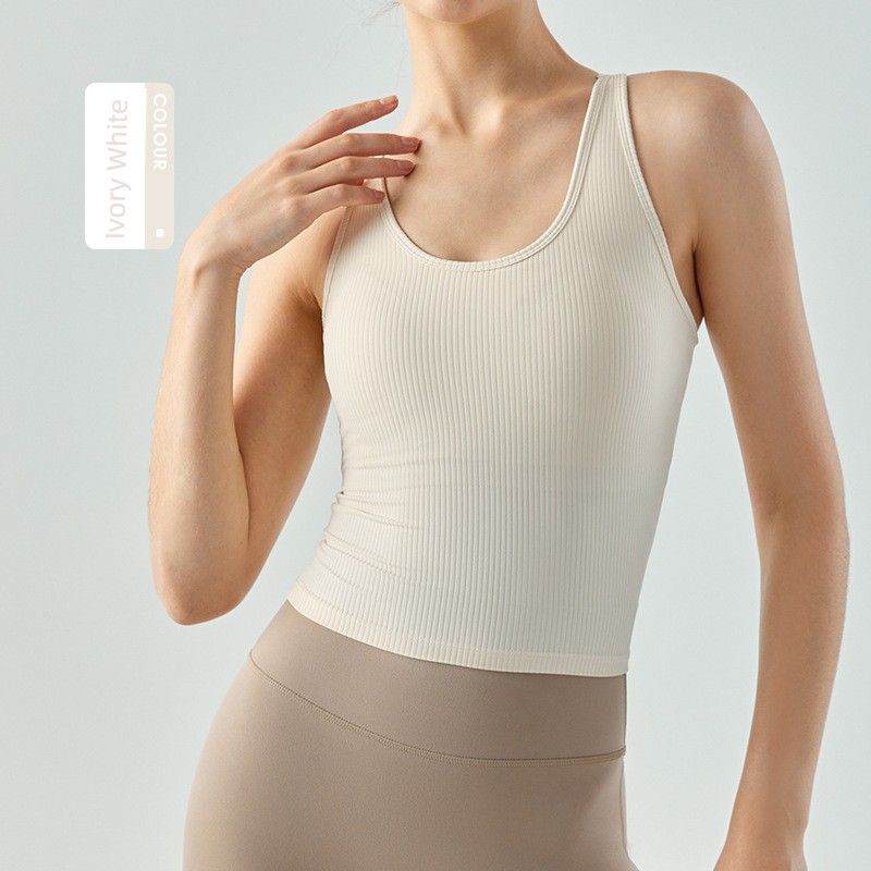 Foreign Trade Yoga Clothes Vest with Chest Pad Sexy H-Shaped Beauty Back Silm Slim Look Running Fitness Outdoor Sports Tops