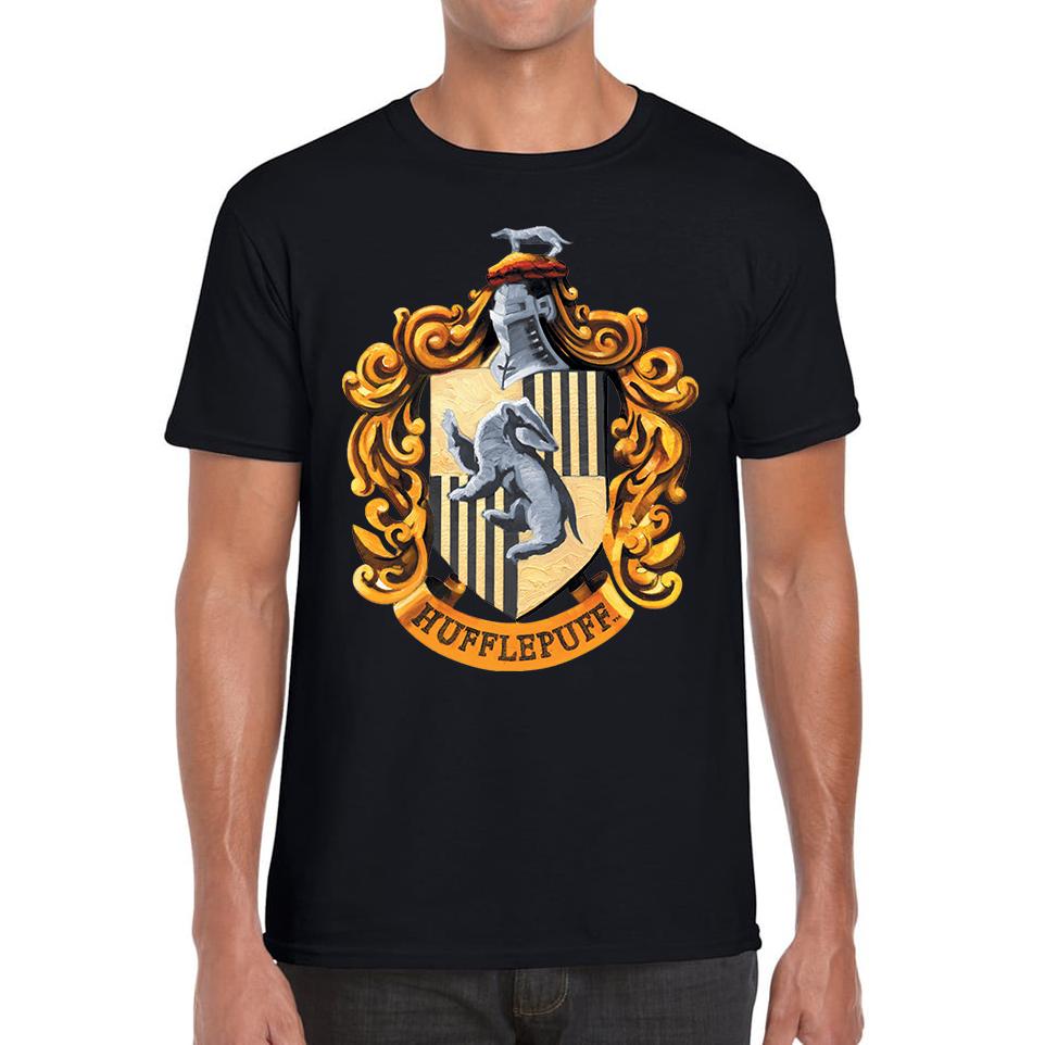 Harry Potter House Of Hufflepuff Hogwarts Crest Unisex Mens T Shirt Womens Tops Tees S