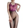 Women Sexy Jumpsuit Stockings Lace V Hanging Neck Backless Tube Top Bodysuit Oil Shiny Glossy Sheer Ultra-Thin Full-Body Socks