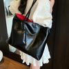 PU Leather Silver Women's Shoulder Bag Simple Design High End Work Commuter Bag Large Capacity Tote Bag with Purse CLE