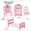 1Set Pink Kid Toys Kitchen Bedroom 4 Styles Living Room Bathroom  Doll Game Accessoies