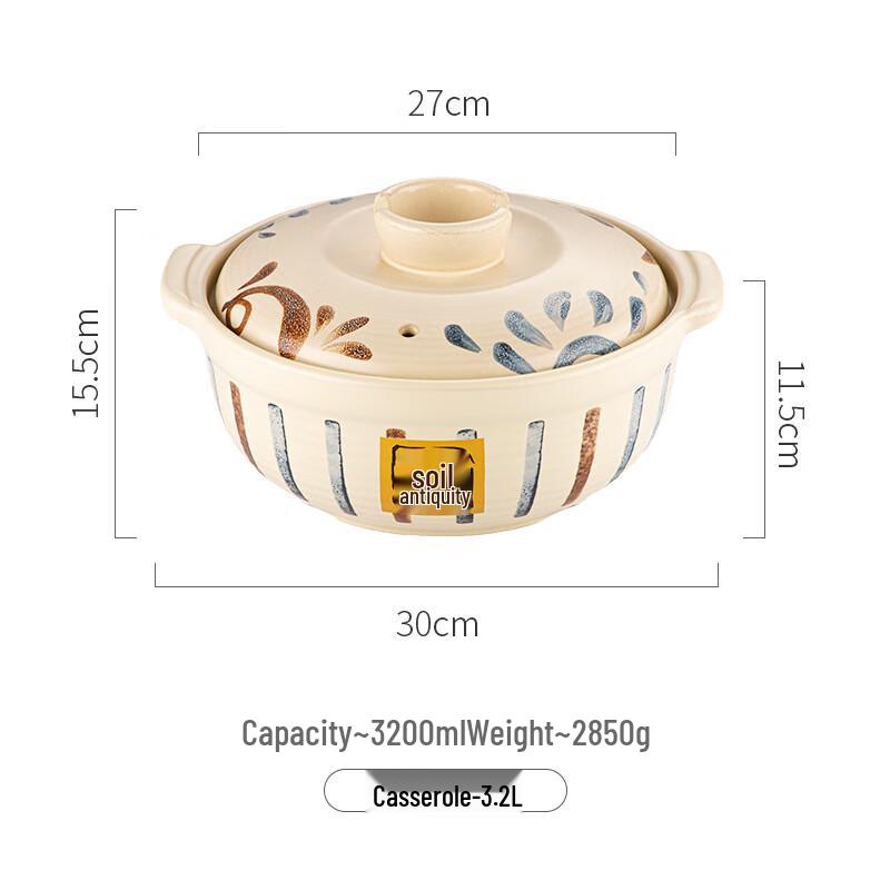 ZMR Japanese Style 3.2L Hand-Painted Ceramic Stew Pot