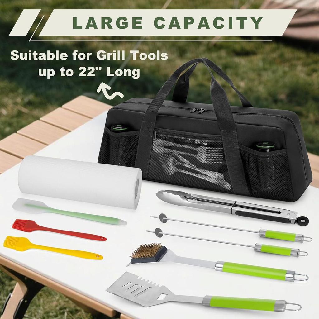 Grillwerkzeug-Aufbewahrung Aufbewahrungsbehälter für Grillutensilien 22 x 6,5 x 7,2 Zoll Ergonomische Griffe Halter Großer tragbarer Koffer