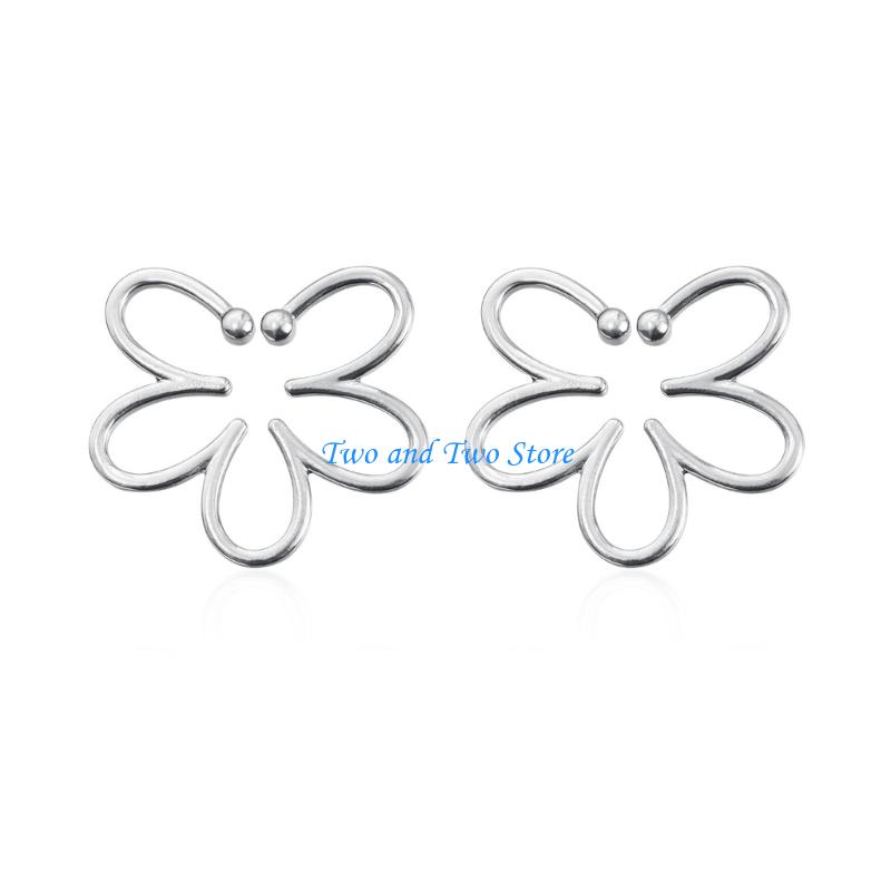 HX6F Polished Alloy Floral Ear Cuff Ear Cartilage Clip on Earrings Accessories