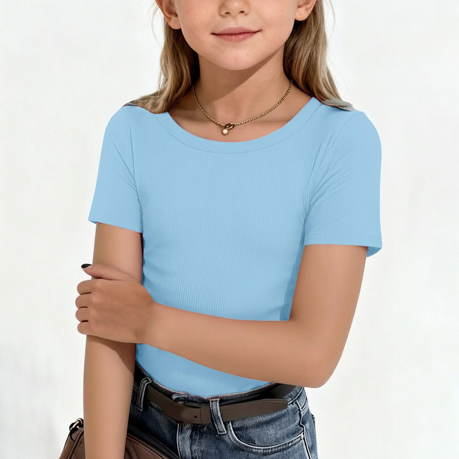 

Children s Striped Knit Short-Sleeve Fitted T-Shirt 140