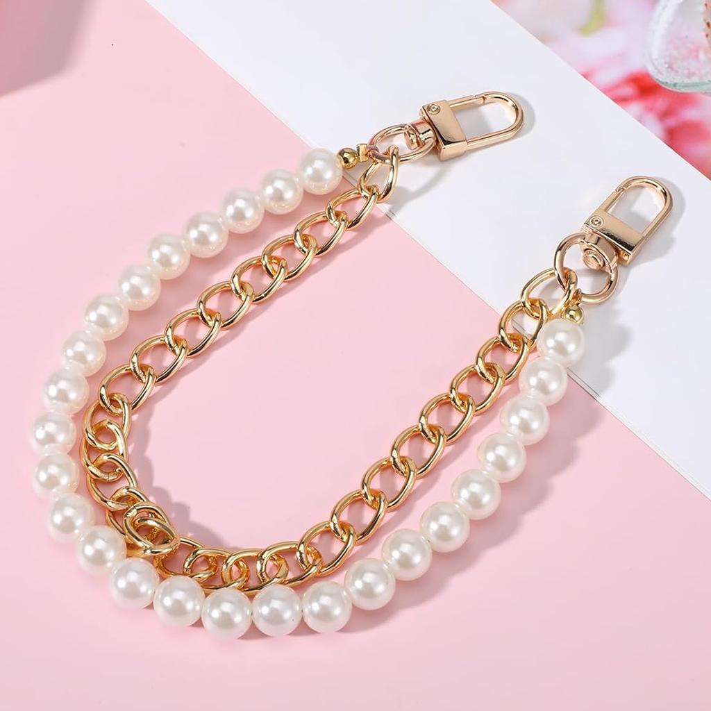 Purse Double Chains Strap for Women,Purse Straps Extender, Short Handle Replacement Charms Accessories for Wallets Handbags Bags