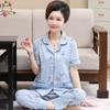 Summer cotton pajamas women's short-sleeved trousers middle-aged women's plus-size cardigan set thin loungewear