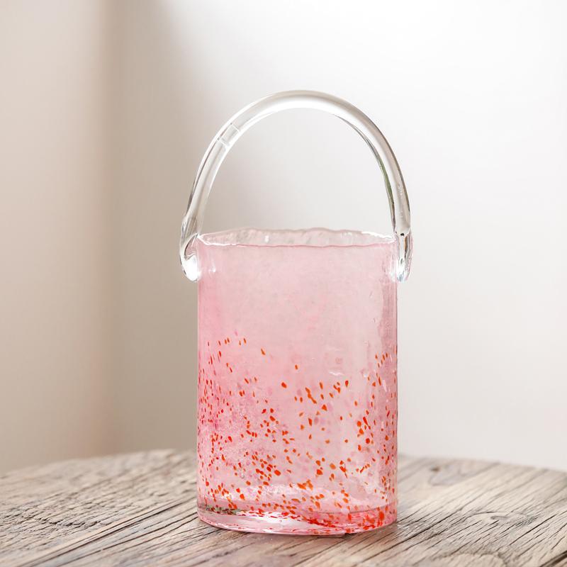Pink Bucket Glass Handbag Bag Vase Ornament Creative Internet Celebrity Ins Feng Hydroponic Vase