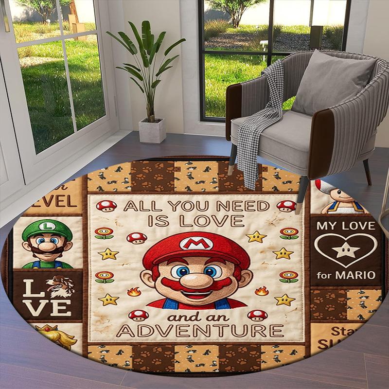 Super Mario Round Area Rug Carpet Rug For Living Room Bedroom Sofa Playroom Decor Nonslip Floor Mat
