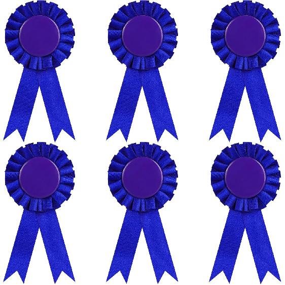 6 штук пустых лент для награждения, лента-розетка 1-е место, лента для победителя, ленты для победителей, роскошные ленты для признания для соревнований, спортивных мероприятий, синий