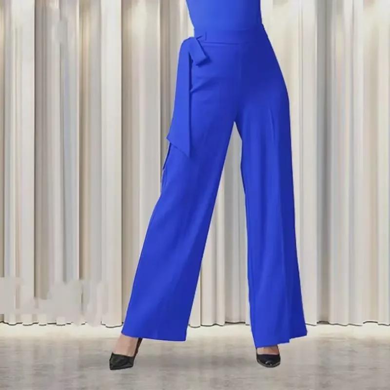 Pantaloni de damă 2025 cu talie înaltă și picior larg - Stil nou, drapat, croială slim, culoare pură, pantaloni drepți gata de dans
