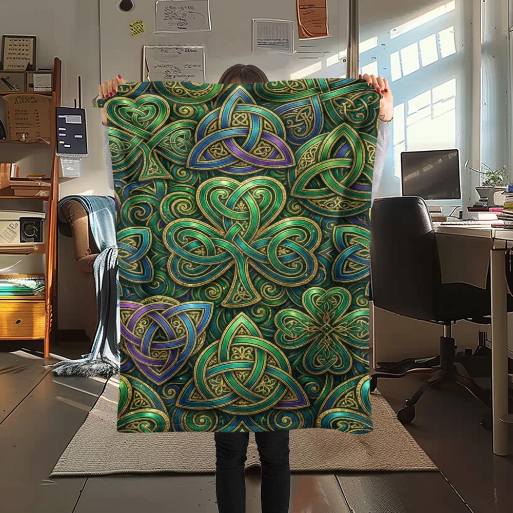 1Pc St.Patrick's Day Print Flannel Blanket, High quality Comfortable for All Seasons, Home Decor, Warmth and Comfort, Perfect for Christmas Gifts W73