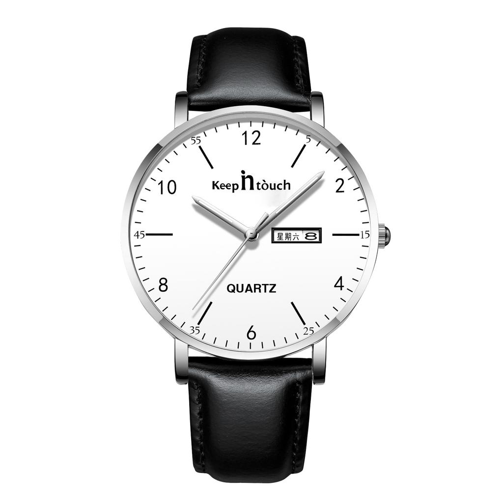 Silent Ultra-thin Men's Watch for Junior and High School Exams Men's Luminous Waterproof Quartz Watch for Young and High School Students