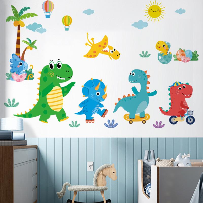 Dinosaurierpark Wandaufkleber für Kinder, Cartoon Tier Wandtattoos, Kinderzimmer Schlafzimmer Heimdekor Abnehmbare Wandkunst
