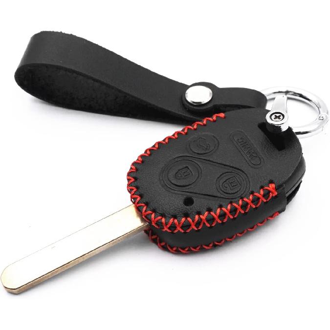 

Leather Smart 4 Buttons Key Fob Case Cover Chain for Honda Accord Civic Hybrid EX 2003-2012 CR-V Pilot EX SE 2005-2006 Pilot 2009-2015 Element (Red) чёрный