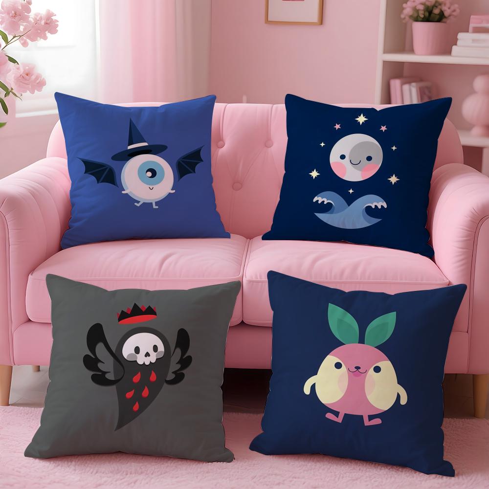 Cute Animal Cushion Cover Plush Fabric Soft Double-Sided Printed Invisible Zipper Sofa Pillow Case Home Decor