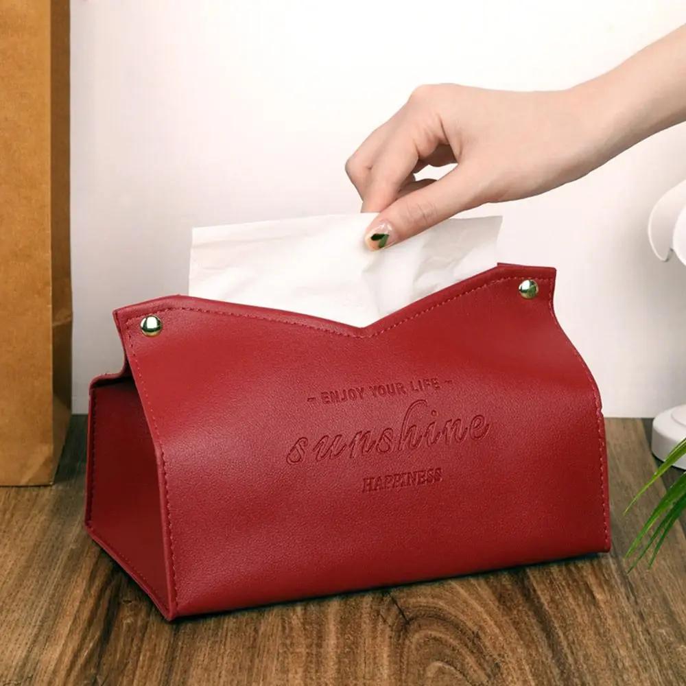 Ins Style Napkin Holder Modern Leather Tissue Case Large Storage Car Tissue Box Home Living Room Decoration Paper Towel Box
