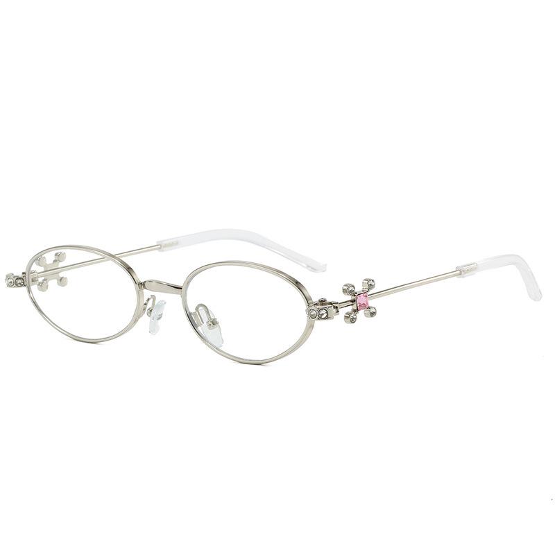 Hot-selling new anti-blue glasses ultra-light metal high-end sense diamond-encrusted jennie glasses frame women