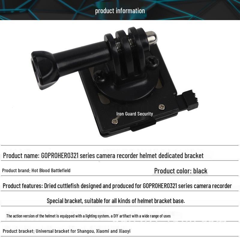 Supporto per Casco con Rilascio Rapido per Cani e Sport per Videocamera GoPro e Registratore Xiaoyi.
