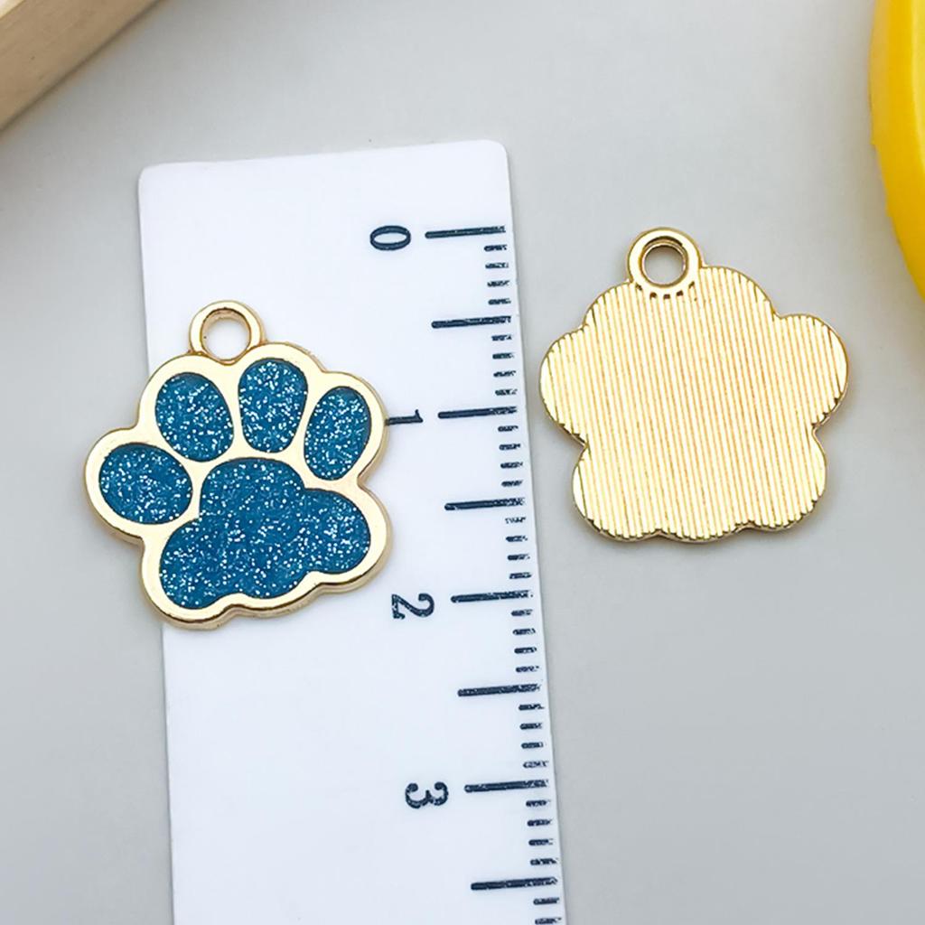 DIY Glitter Dog Paw Pendant: Alloy Drip Oil Jewelry for Pet Tags & Bracelets