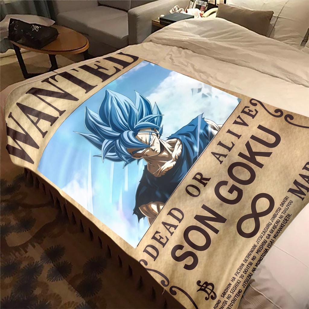 1PC Son Goku Print Flannel Blanket, High quality All Seasons, Home Decor, Warmth and Comfort, Perfect for Christmas Gifts