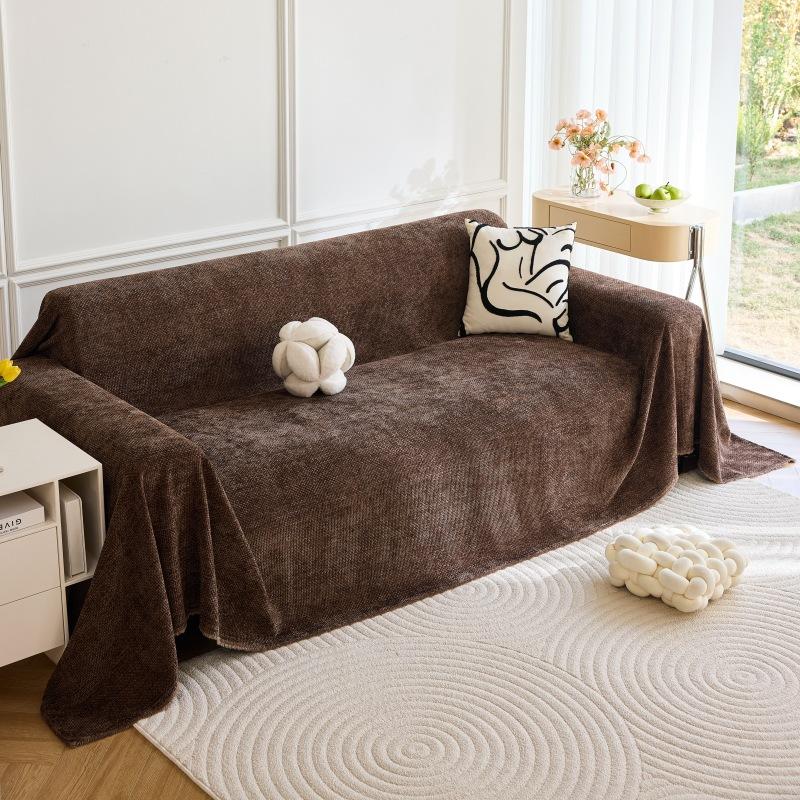 Weave Solid Color Living Room Sofa Cover Thickened Chenille Sofa Cushion All-Season Universal Double-Sided Cover Blanket S020