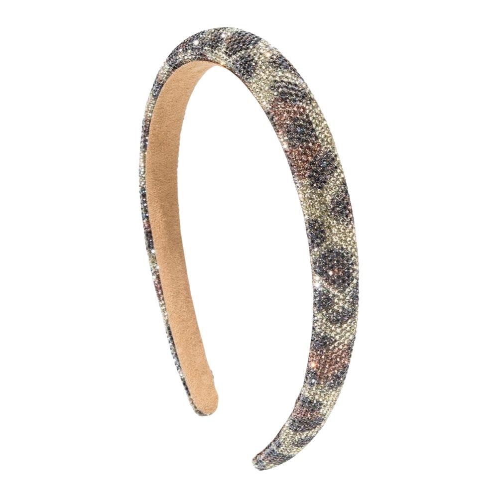Bling Rhinestone Headband Baroque Women Hair Hoop Fashion Leopard Print Hairband Teens кофейный