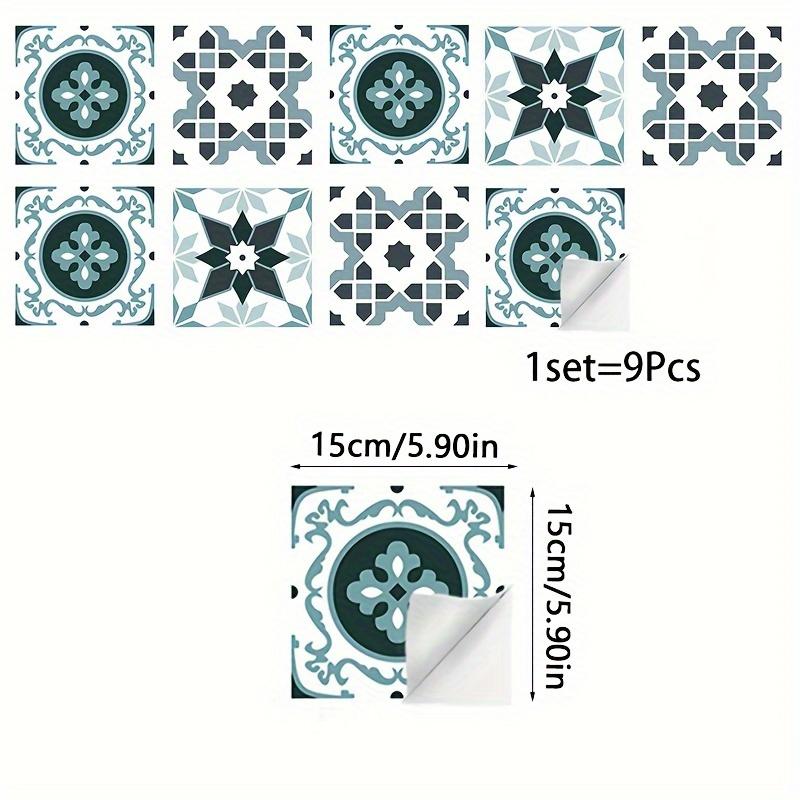 

1 комплект из 9 шт. Наклейки на стену для ванной комнаты с креативным узором, имитирующие плитку - самоклеящиеся наклейки для кухни, противообрастающие, наклейки для плитки, наклейки для стен в стиле пил-энд-стик Pack of 9