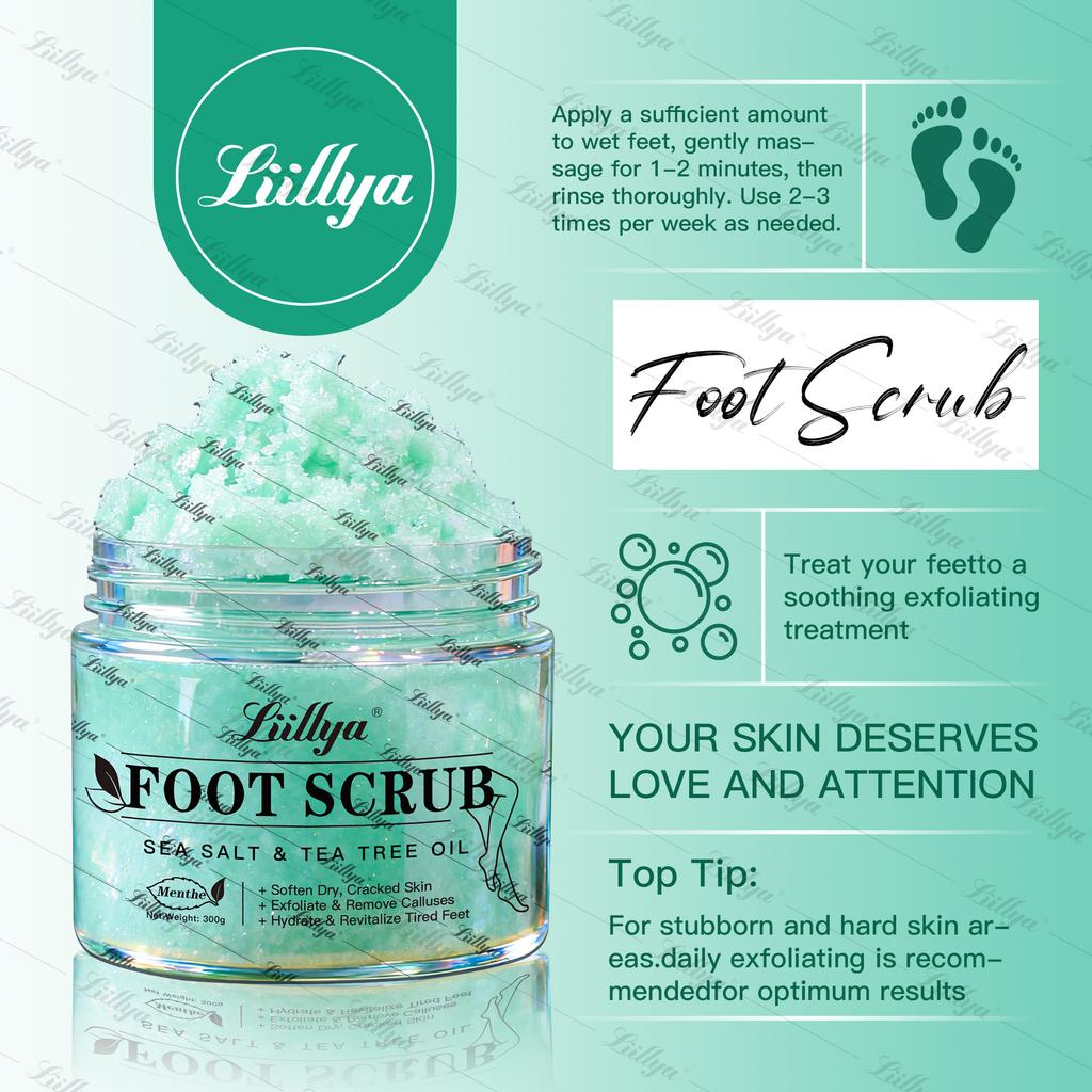 Exfoliating Body Scrub with Sea Salt & Tea Tree Oil - Natural Foot & Hand Scrub