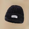 White Plush Hat for Women in Winter Thickened Woolen Hat  Large Head Circumference Warm Knitted Hat  Windproof Pullover  Cold Hat Slimming