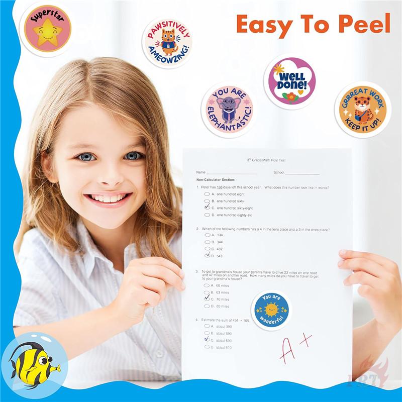 500Pcs/Roll Well Done Teacher Encouragement Kids Rewards Stickers - DIY Scrapbooks Album Decor Sealing Label Decals