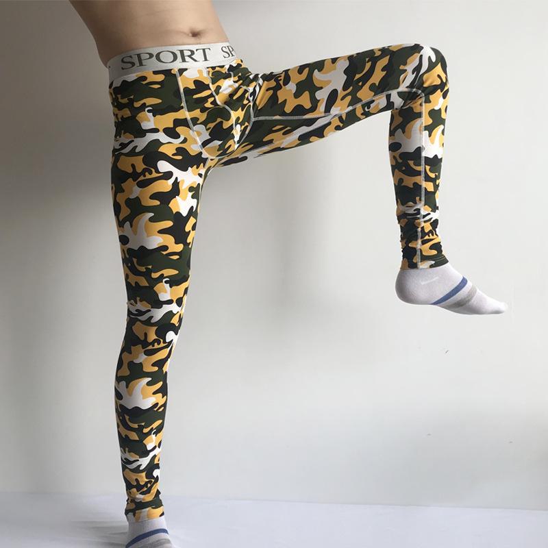 Men's Striped Camouflage Cotton Long Johns - Warm Autumn/Winter Underwear Pants