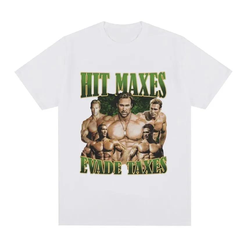 Hit Maxes Evade Taxes Grafik T-Shirt Lustig Ästhetik für das Fitnessstudio Kurzarm T-Shirt Herren Baumwolle Oversized T-Shirt Neu