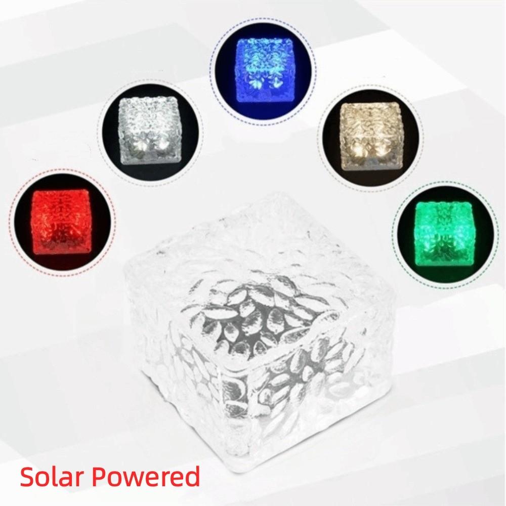 Solar Powered Solar Ice Brick Lights Rainproof Waterproof Outdoor Ice Rock Cube Lights Automatic Long-last Lighting