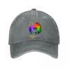 Rainbow Flower Cancer Ribbons Fight Cancer Wall Art Washed Baseball Cap Outdoor For Womens Unisex FeUnisex
