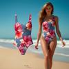 Women's seaside beach swimsuit tie-dye D printing European and American summer one-piece swimsuit