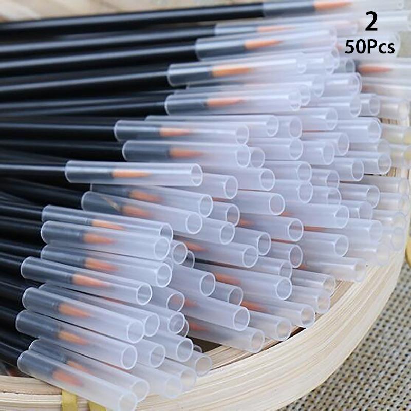50 Adet Tek Kullanımlık Eyeliner Fırçaları Ince Fiber Kafa Eyeliner Krem Aplikatör Göz Kozmetik Fırça Kapaklı Makyaj Güzellik Araçları
