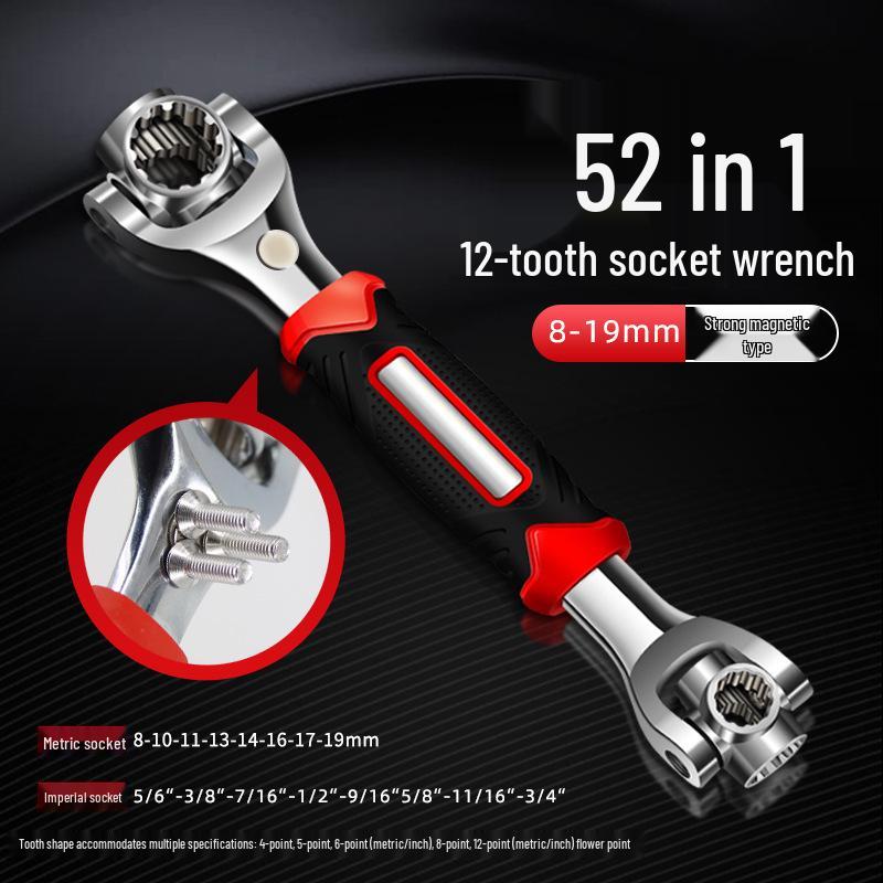 Niemiecki 52-w-1 Wielofunkcyjny Zestaw Kluczy Nasadowych i Uniwersalny Klucz z Obrotową Głowicą 8-w-1