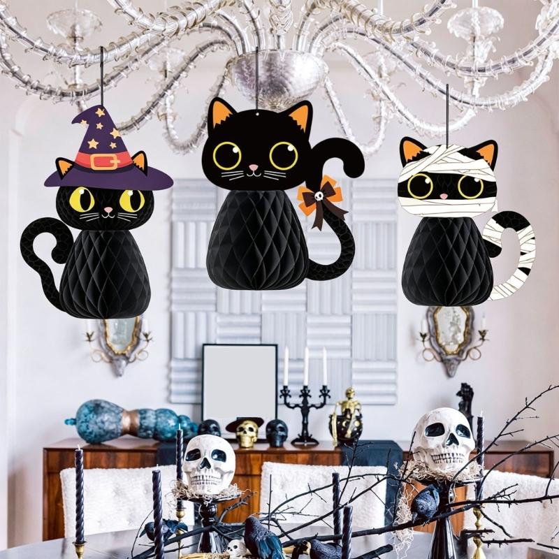 Halloween Freestanding Paper Figure Set, Seasonal Display Accent for Home Tables, Shelf Styling, Entry Points and Retail Shop Scenes