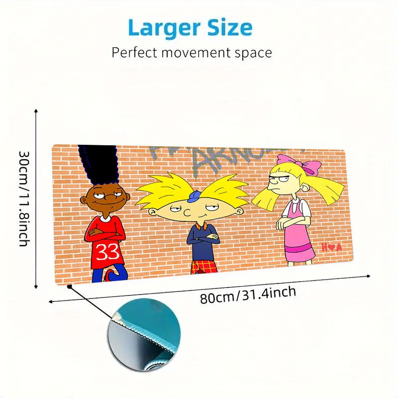 Hey Arnold! Mouse Pad, Large Gaming Desk Mat, Non-slip XXL Mousepad for Laptop & Tablet, Mini PC Playmat with Stitched Edges