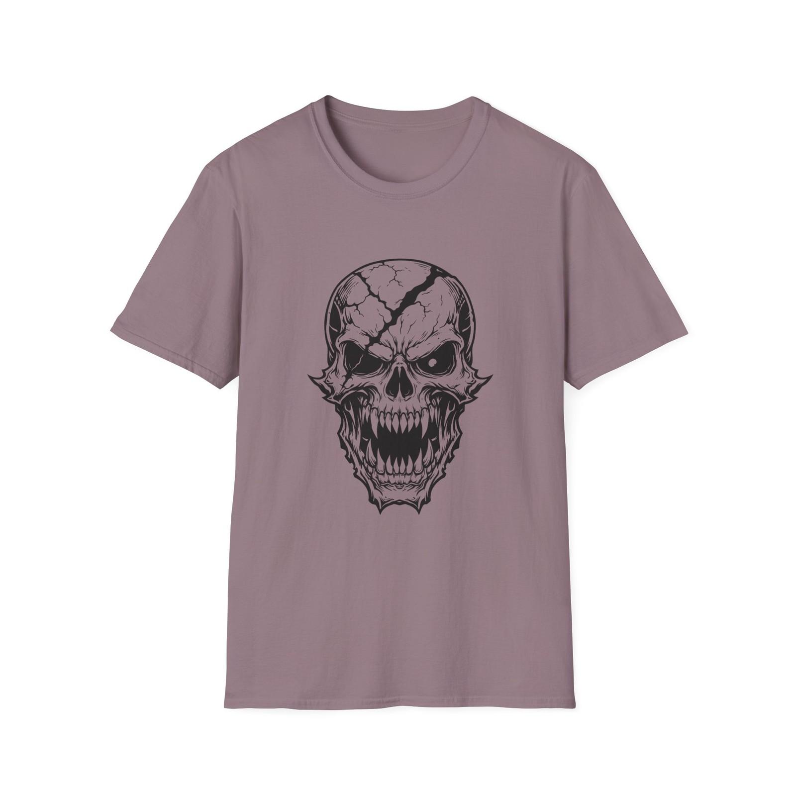 Skull Horror Gothic Monster Dark Fantasy Undead Cracked Unisex Softstyle T-Shirt S