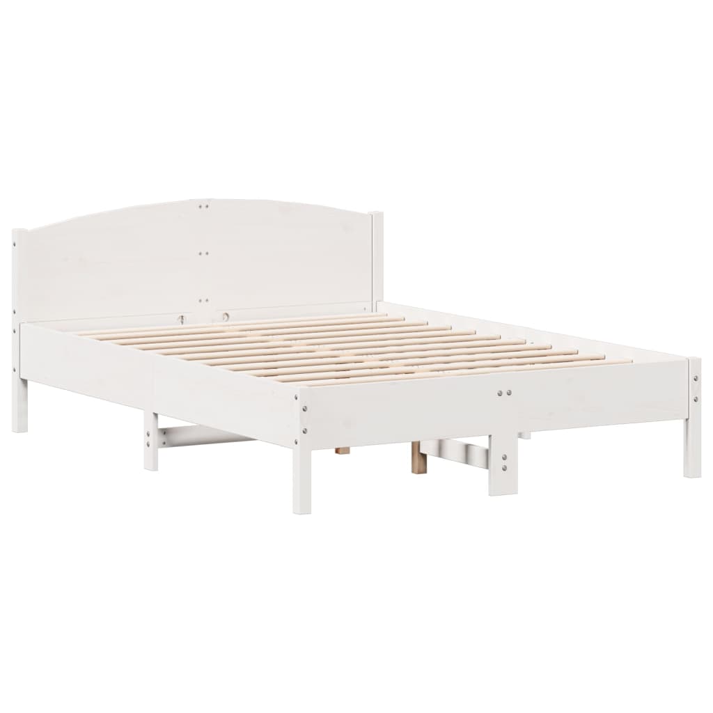 Vidaxl Bed Frame Without Mattress, White, 120X200 Cm, Pine Wood