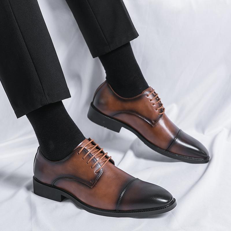 Fashion Luxury Business Oxford Leather Shoes Men Rubber Formal Breathable Dress Shoes Male Office Wedding Flats Footwear Mocassin Homme